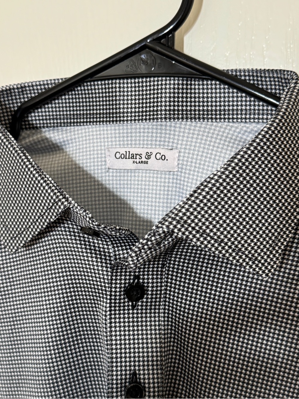 Collars & Co. Dress Collar Polo Shirt Black White Pattern Golf Performance XL - Picture 6 of 9